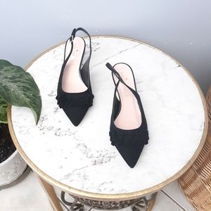 Kate Spade oliene ruffle slingback kitten heel